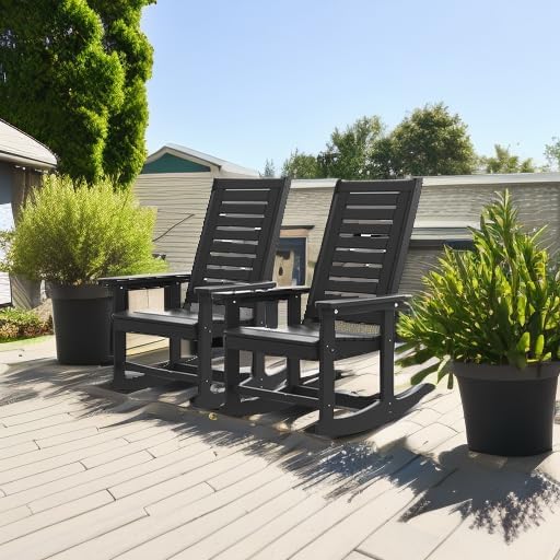 Black HDPE Oversized High Back Rocking Chairs