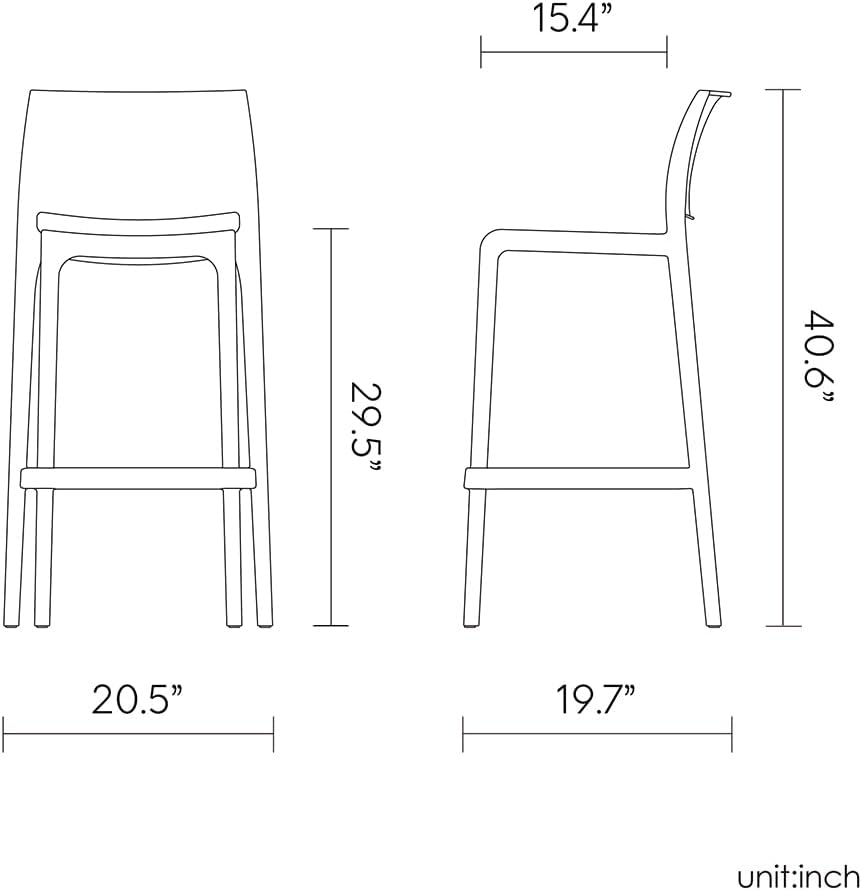 White Stackable Modern Height Bar Stools