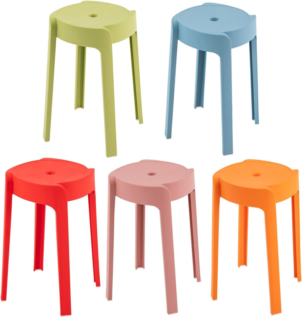 Multicolored Stackable Decorative Plastic Stools