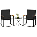 Black Textilene Outdoor Rocking Bistro Set