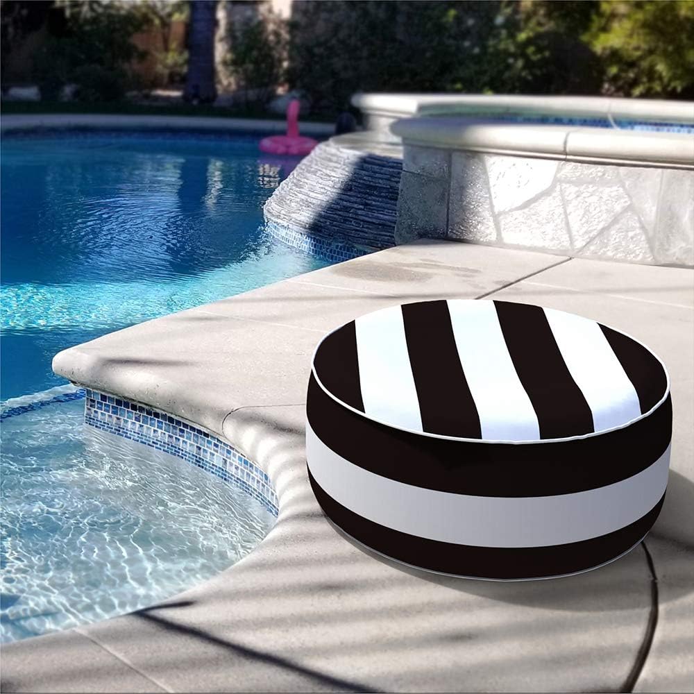 Cabana Black Fade Resistant Round Portable Ottoman