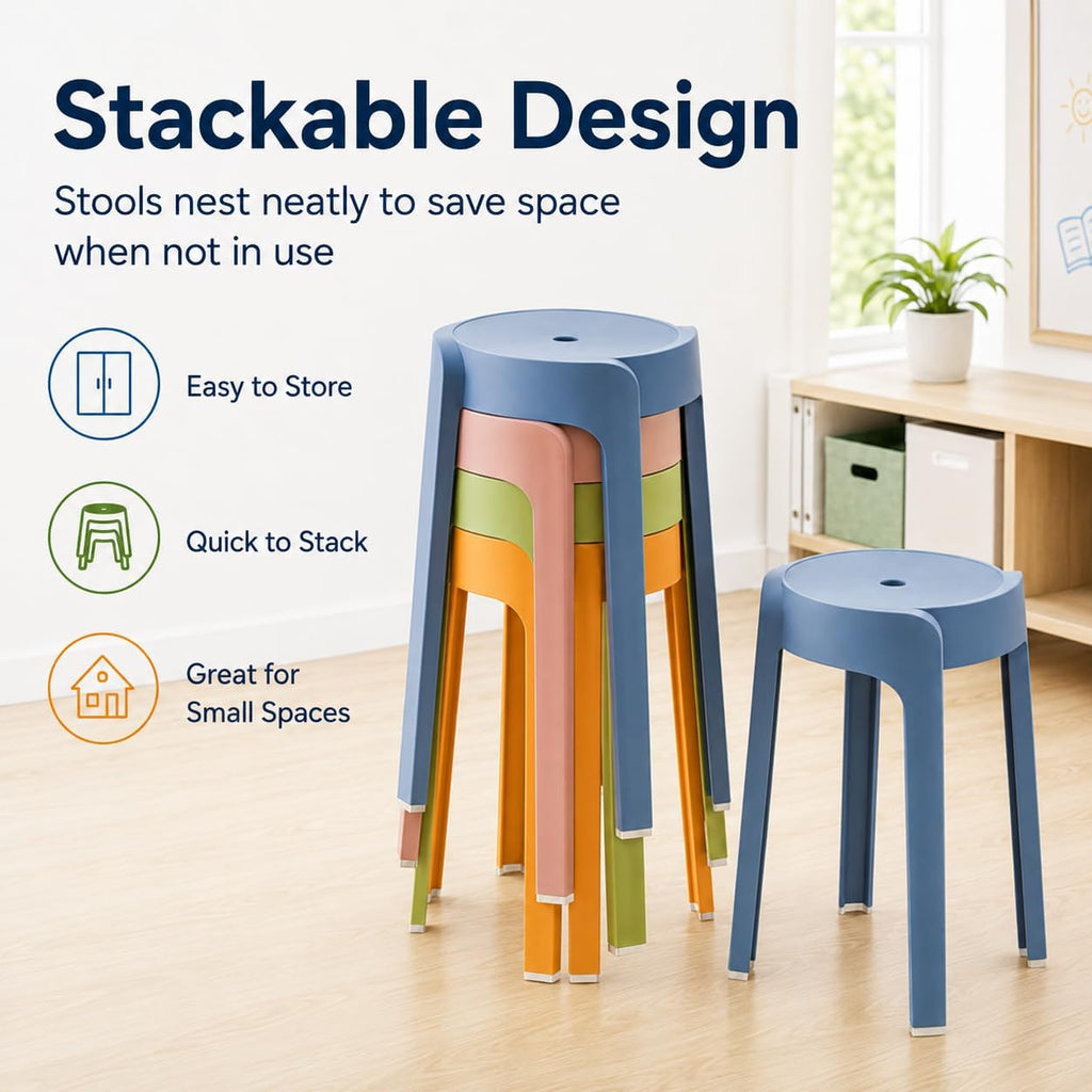 Round Seat Stackable Plastic Kids Stools