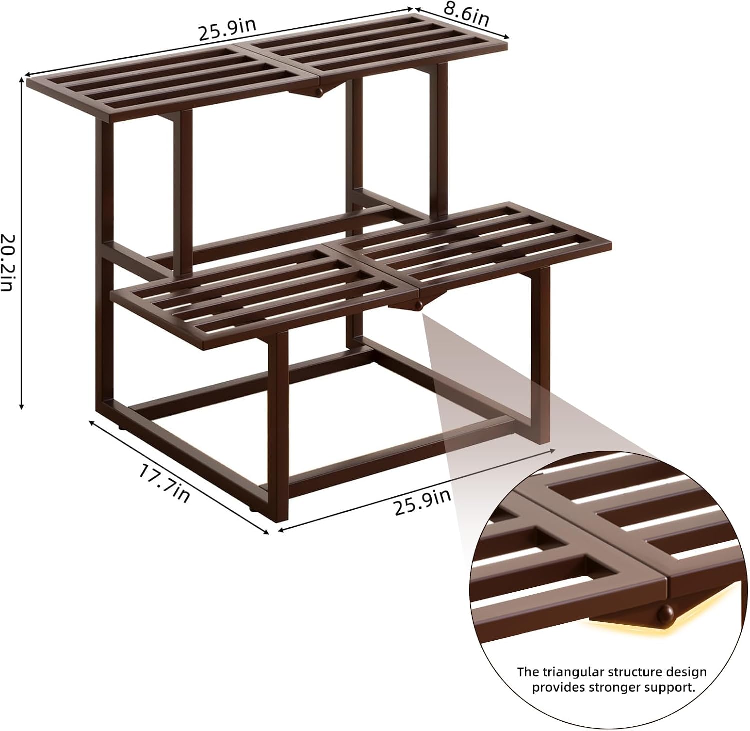 Two Tier Foldable Metal Plant Display Shelf