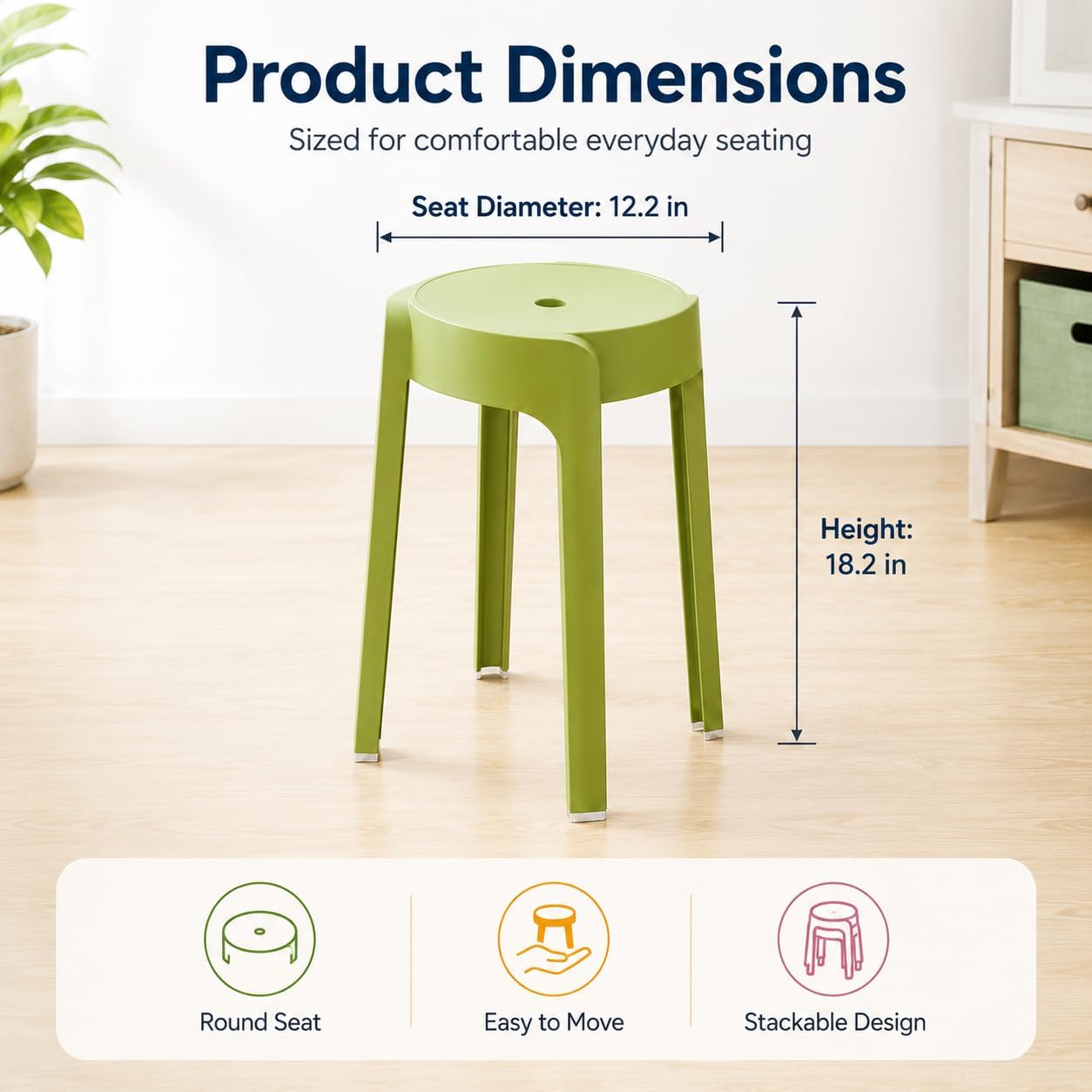 Round Seat Stackable Plastic Kids Stools