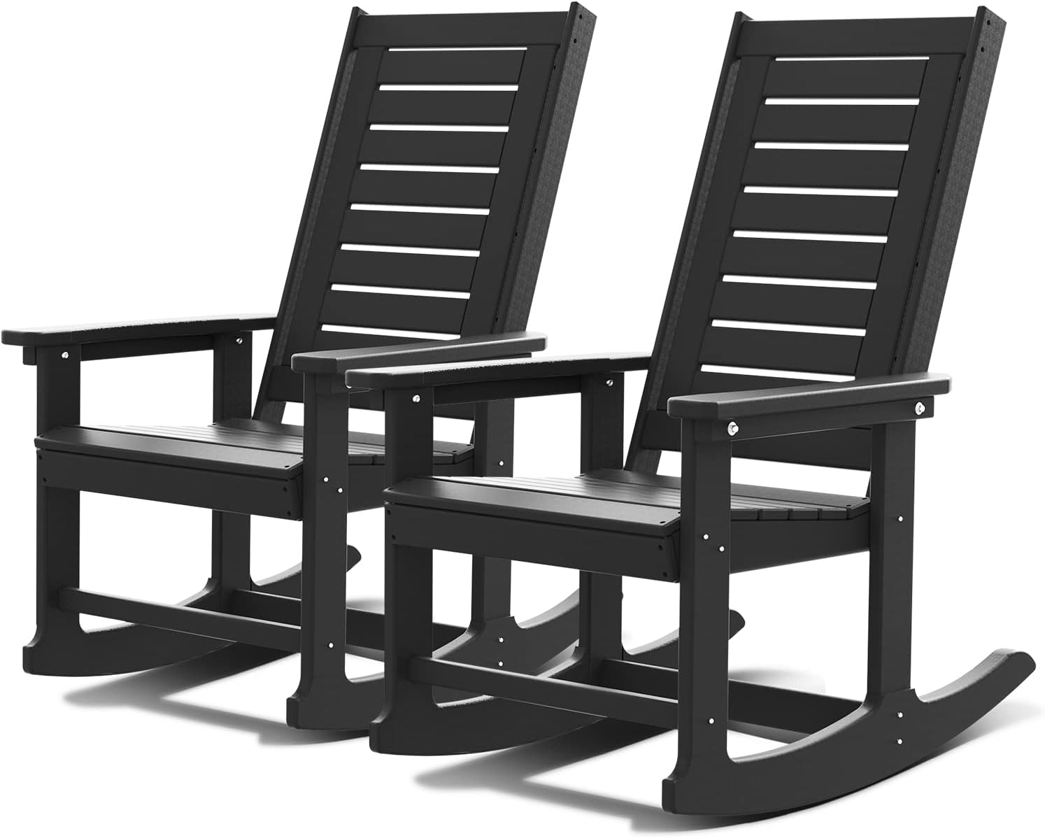 Black HDPE Oversized High Back Rocking Chairs