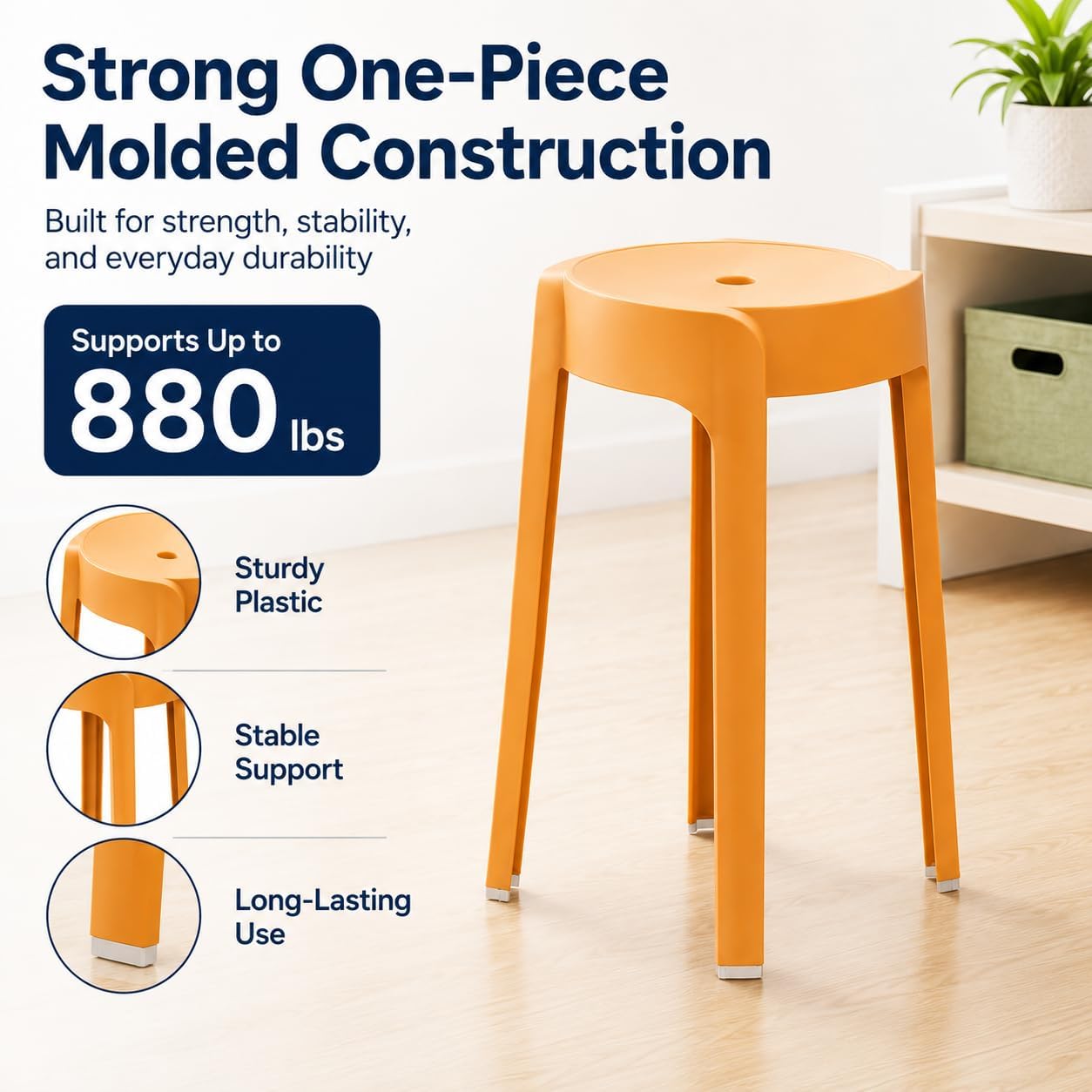 Round Seat Stackable Plastic Kids Stools