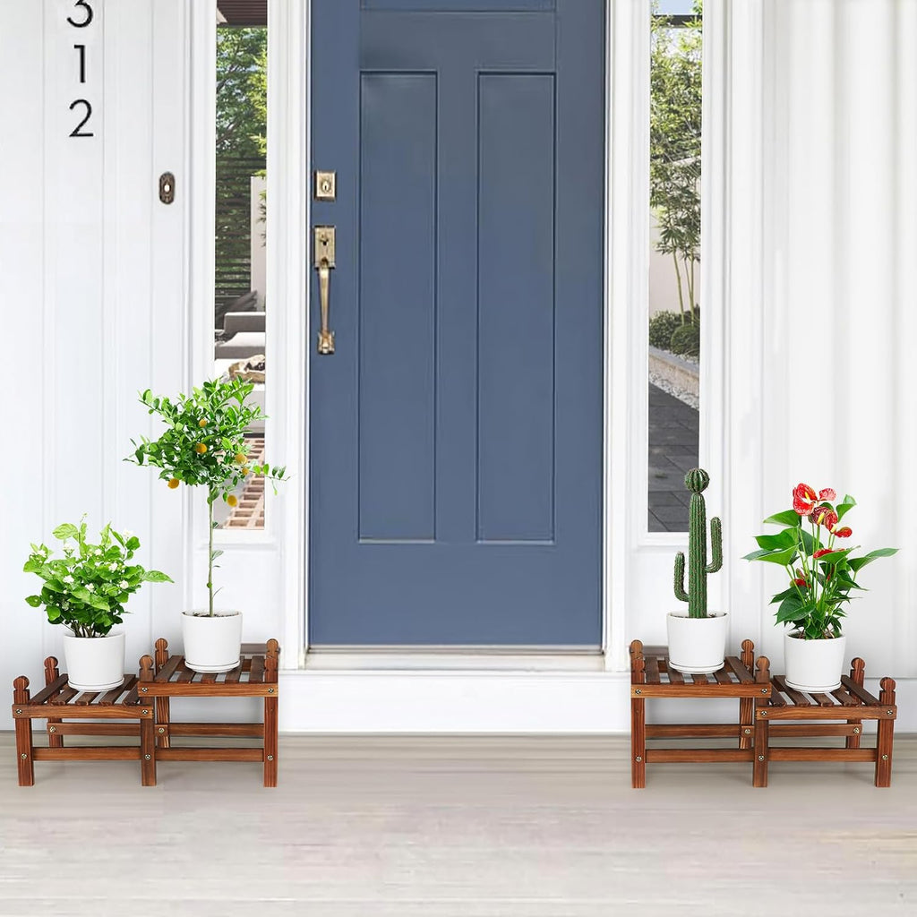 Four Tier Wooden Indoor Outdoor Plant Shelf