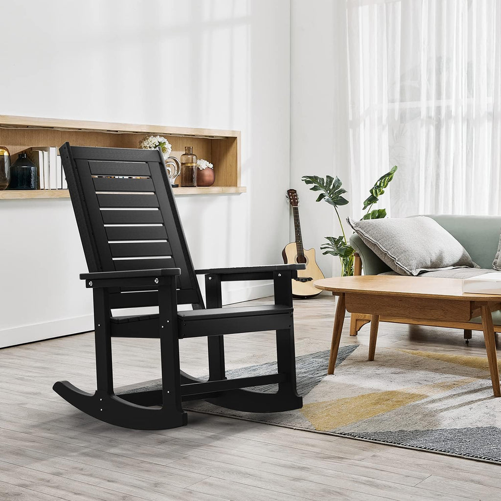 Black HDPE Oversized High Back Rocking Chairs