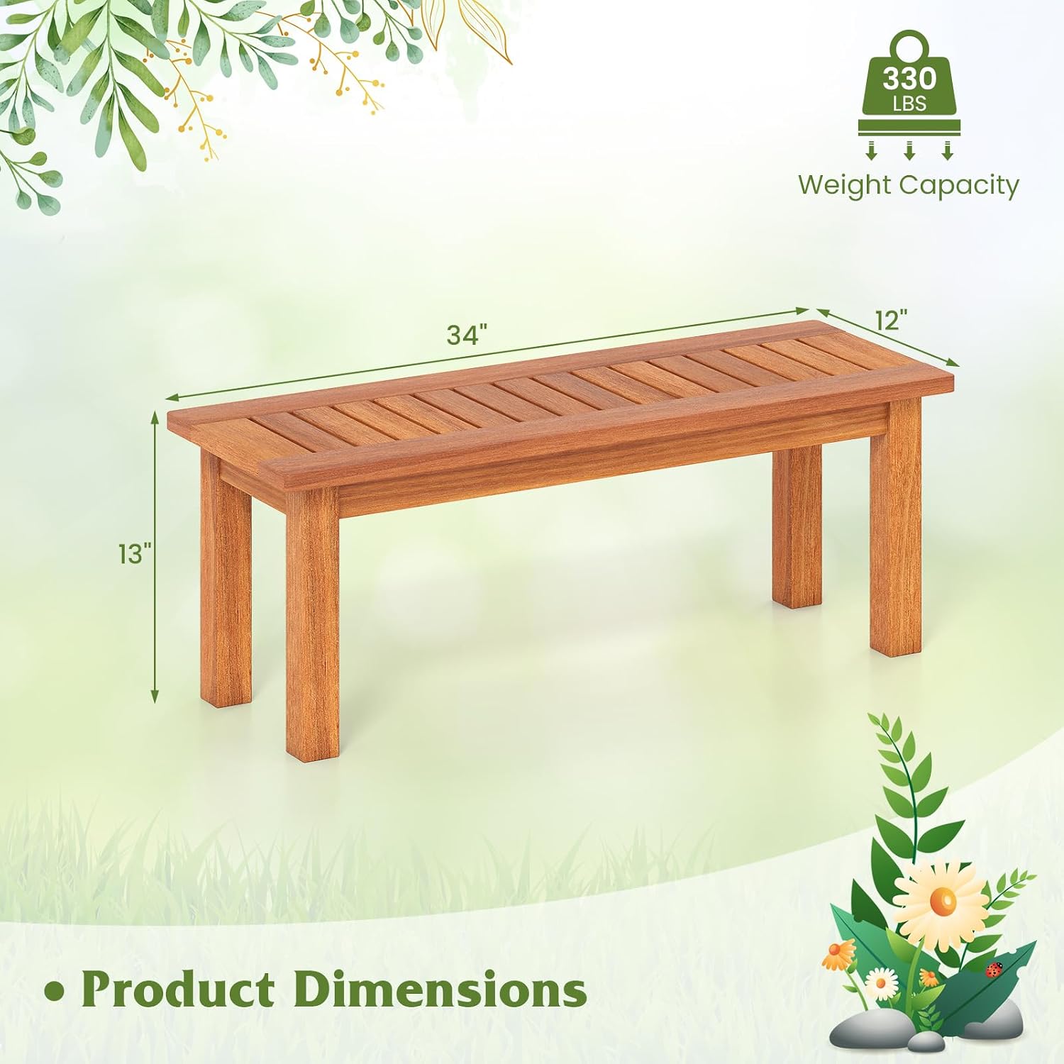 Rustic Teak Finish Solid Wood Plant Stand