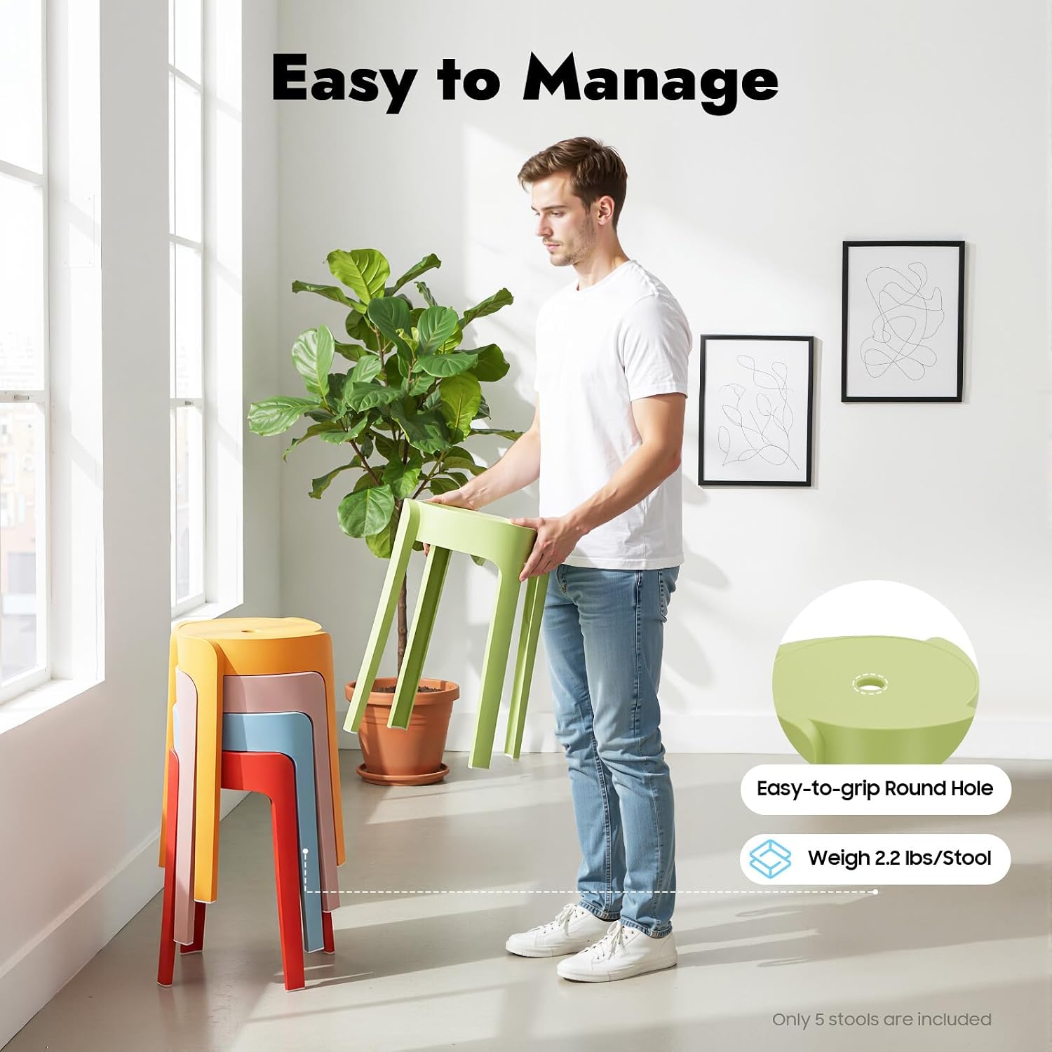 Portable Nesting Stackable Plastic Round Stools