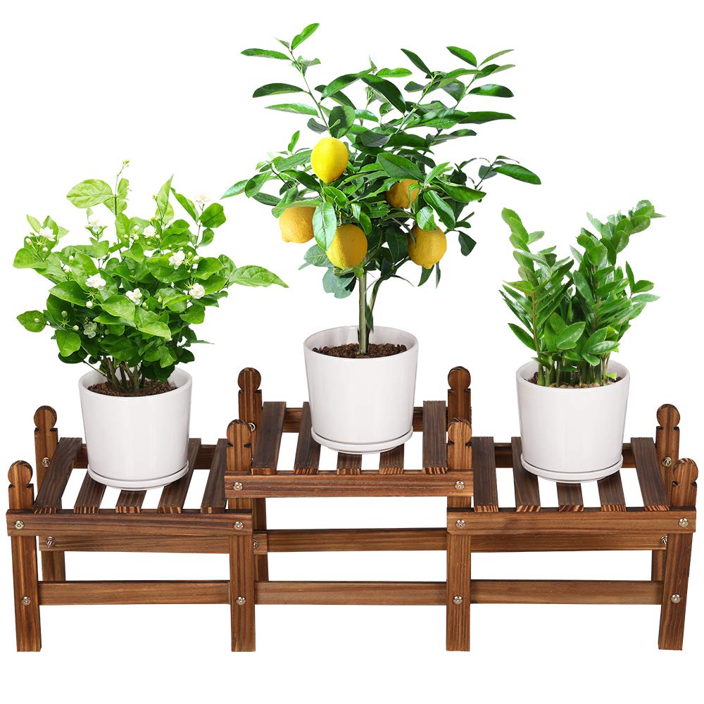 Four Tier Wooden Indoor Outdoor Plant Shelf