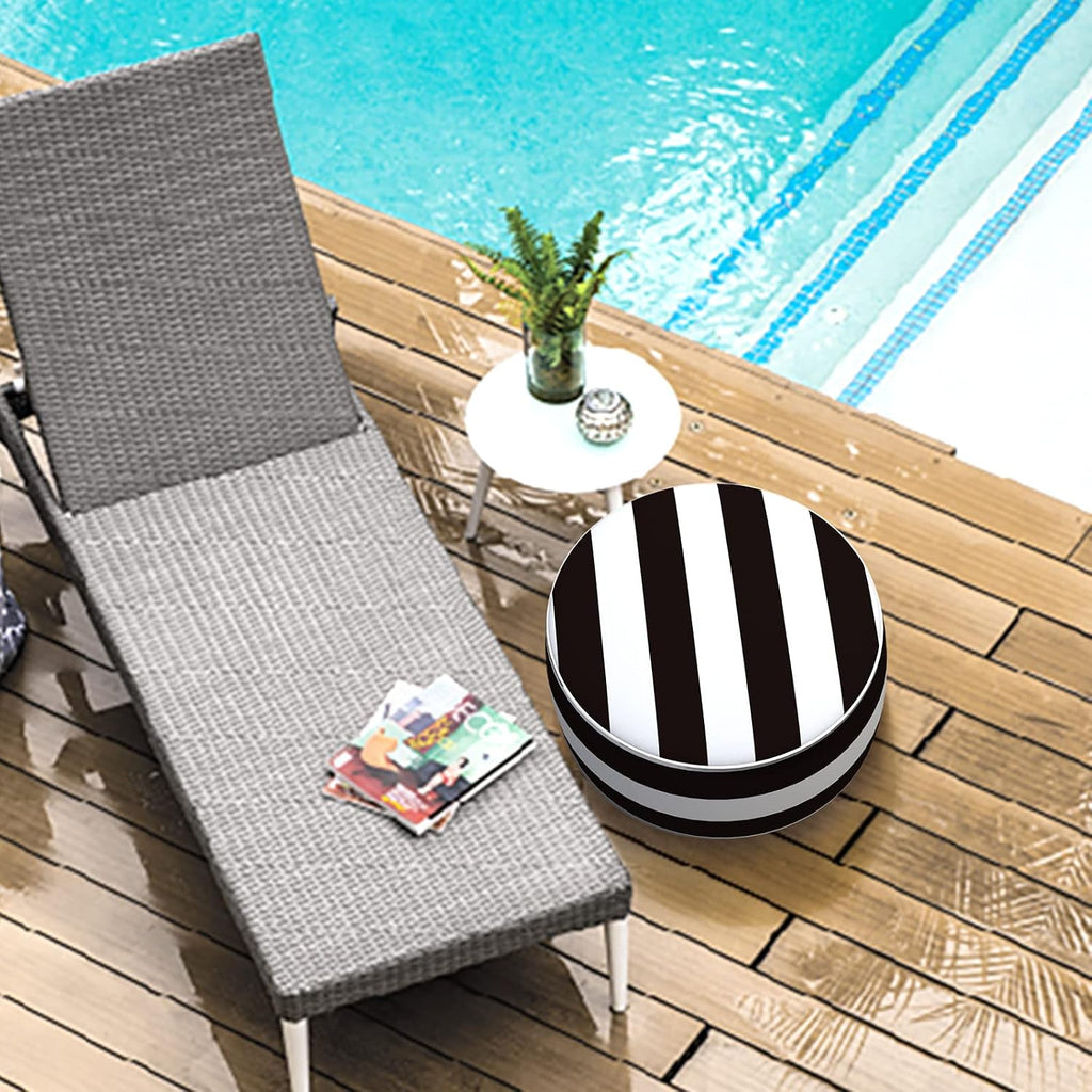 Cabana Black Fade Resistant Round Portable Ottoman