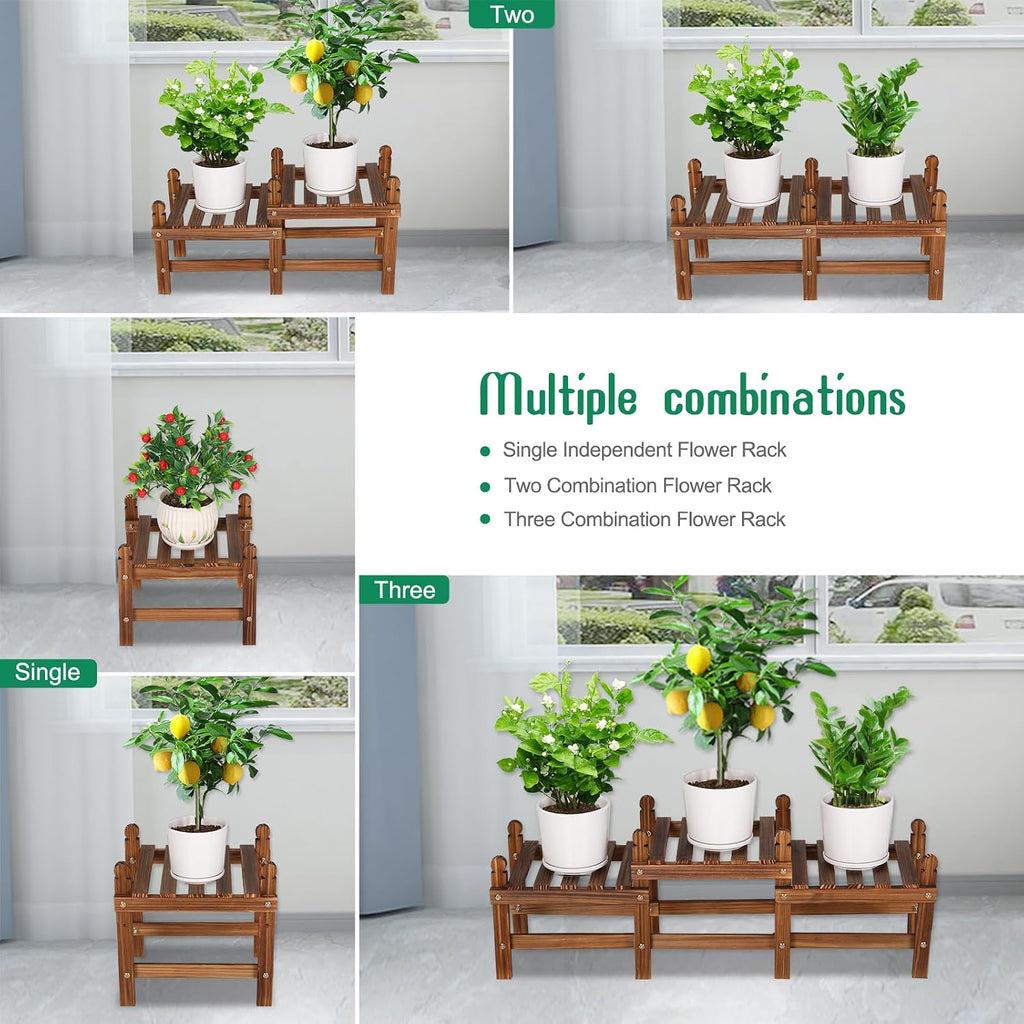 Four Tier Wooden Indoor Outdoor Plant Shelf