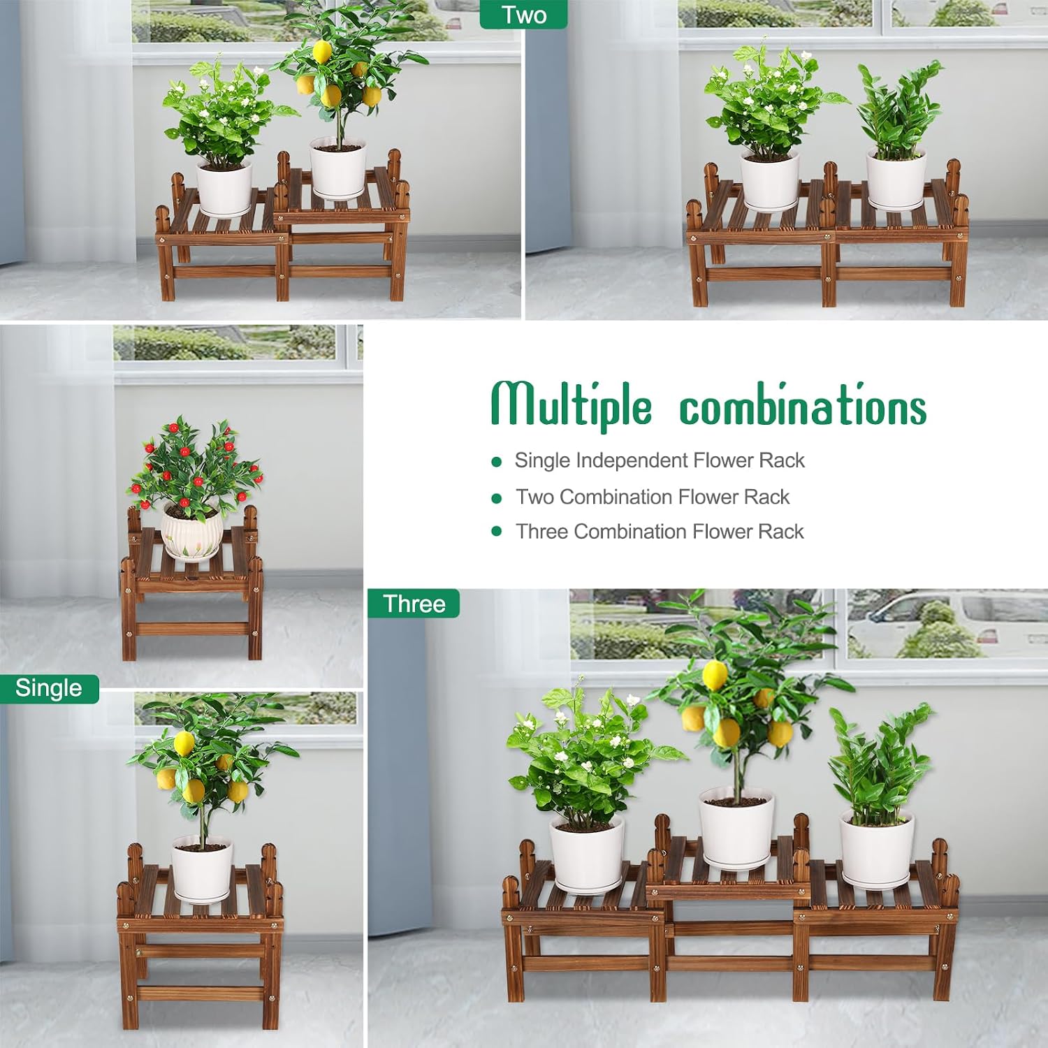 Four Tier Wooden Indoor Outdoor Plant Shelf