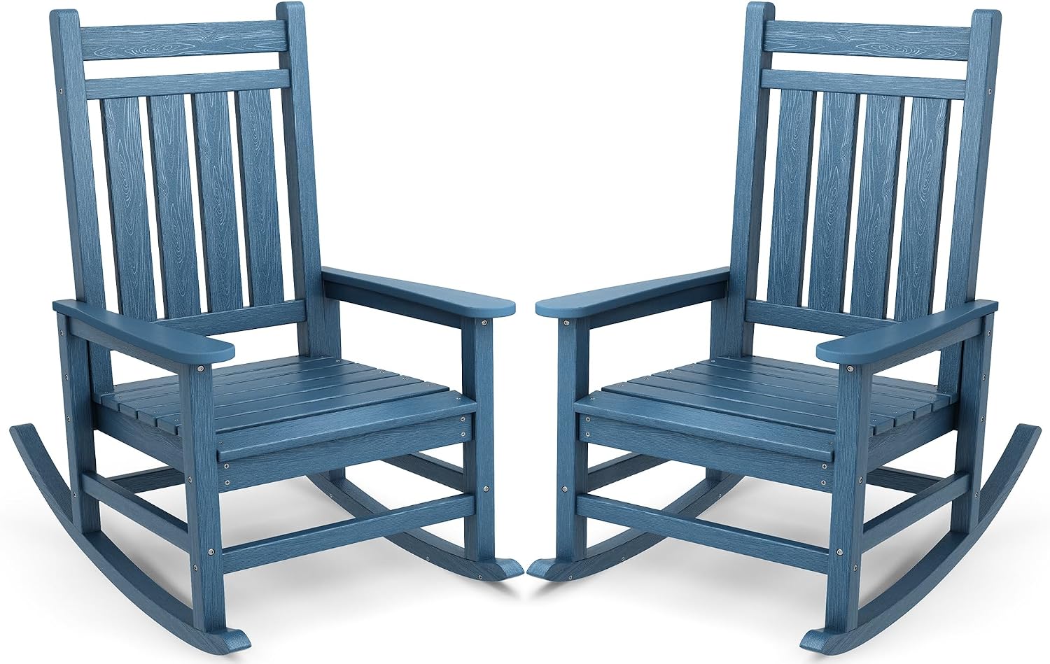 Blue HDPE Oversized Patio Rocking Chairs