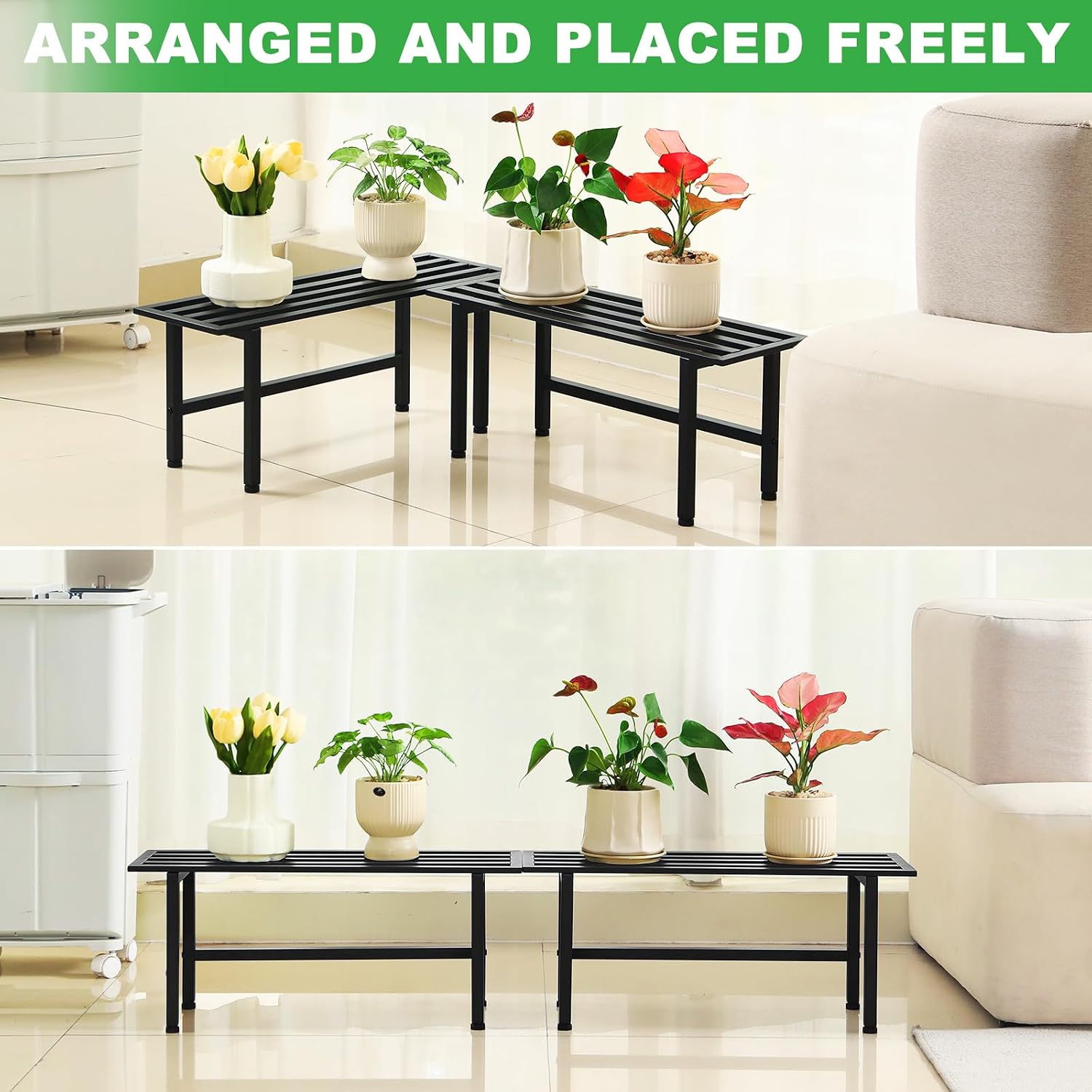 Single Tier Black Metal Heavy Plant Stands
