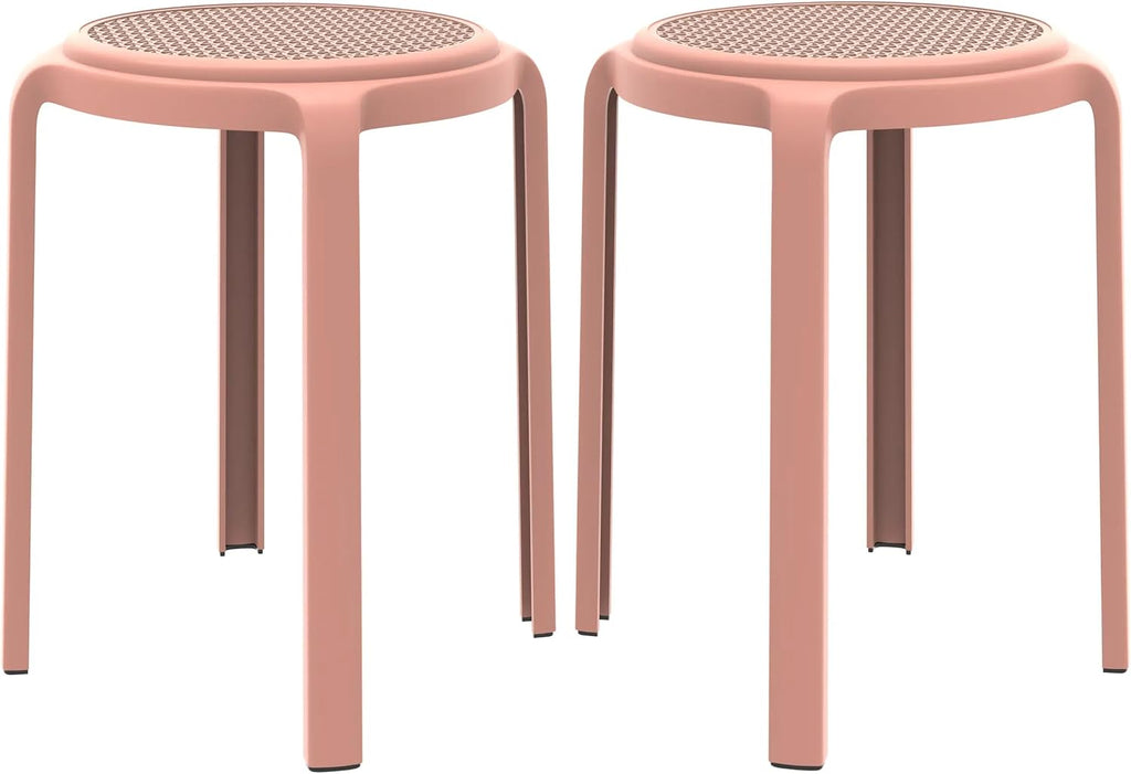 Pink Round Stackable Modern Plastic Dining Stools