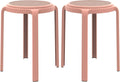 Pink Round Stackable Modern Plastic Dining Stools