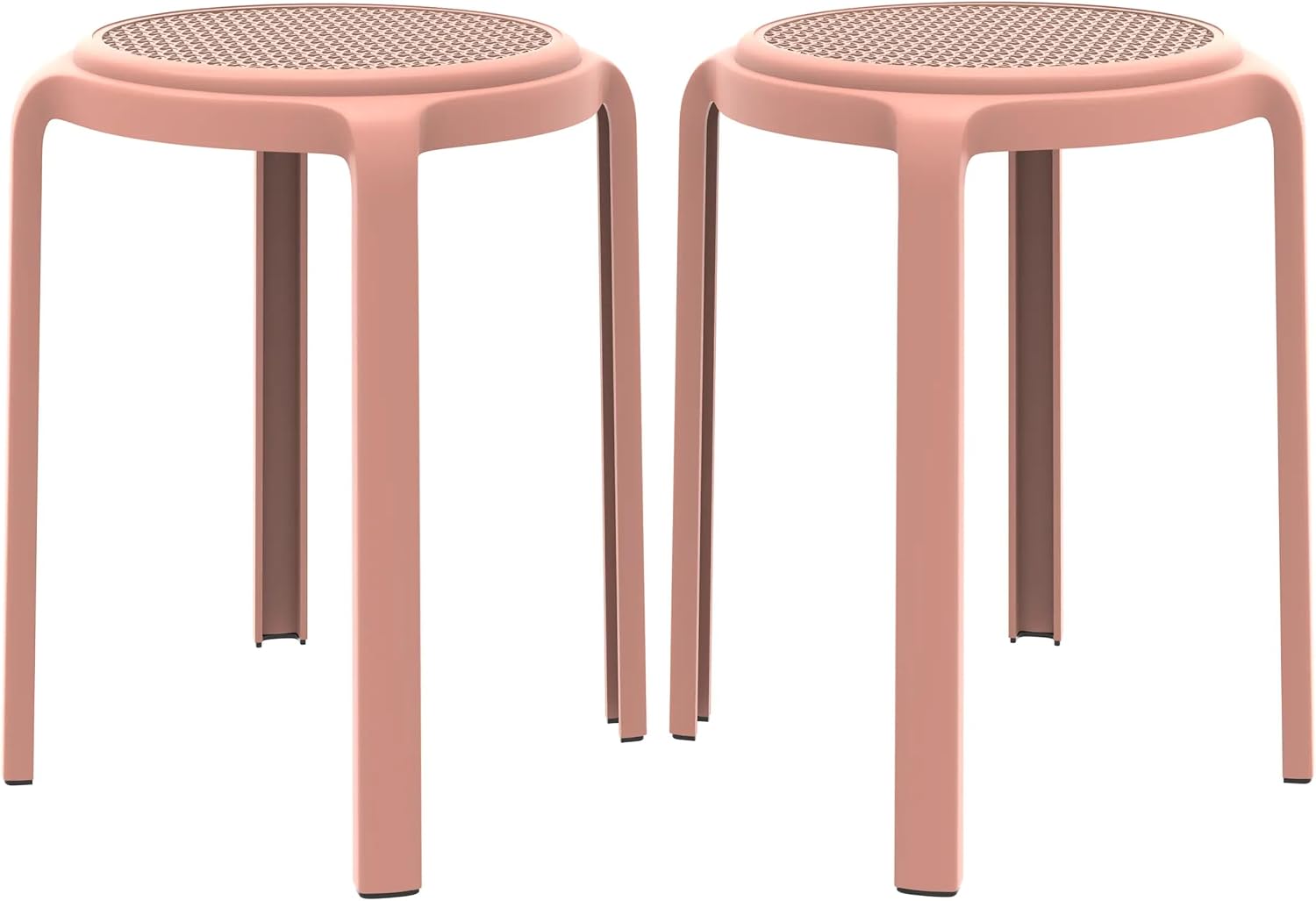 Pink Round Stackable Modern Plastic Dining Stools