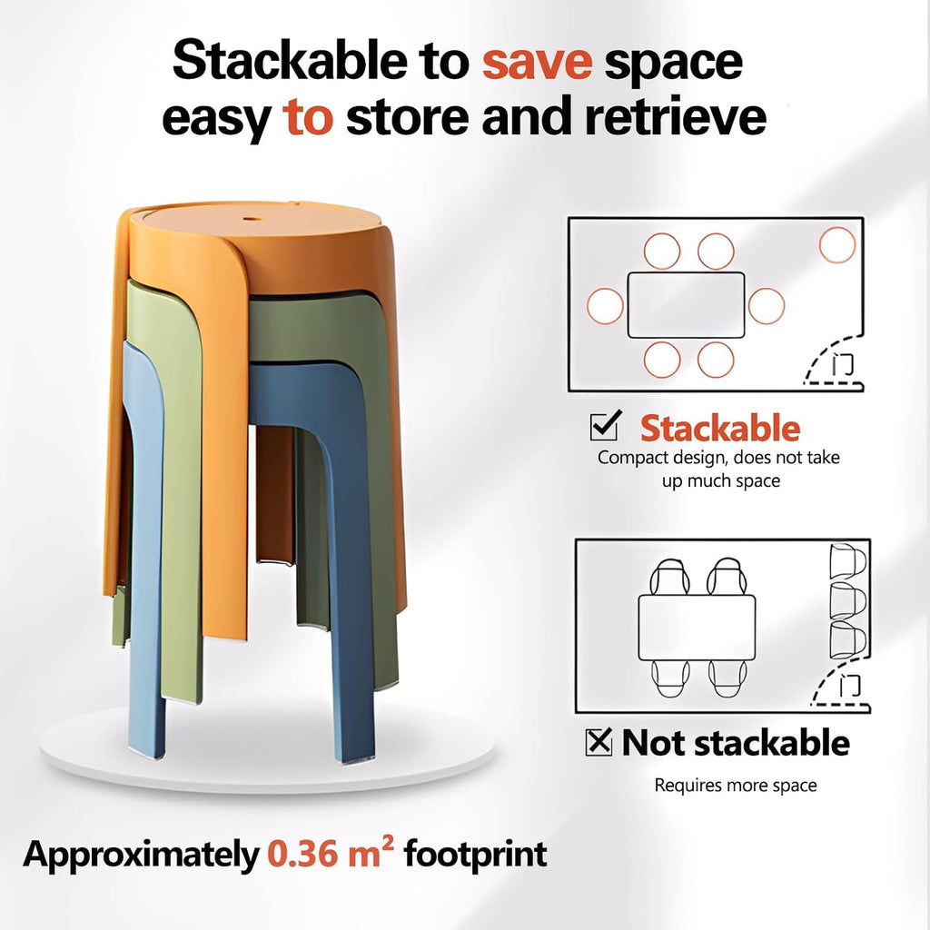 Multicolored Stackable Decorative Plastic Stools