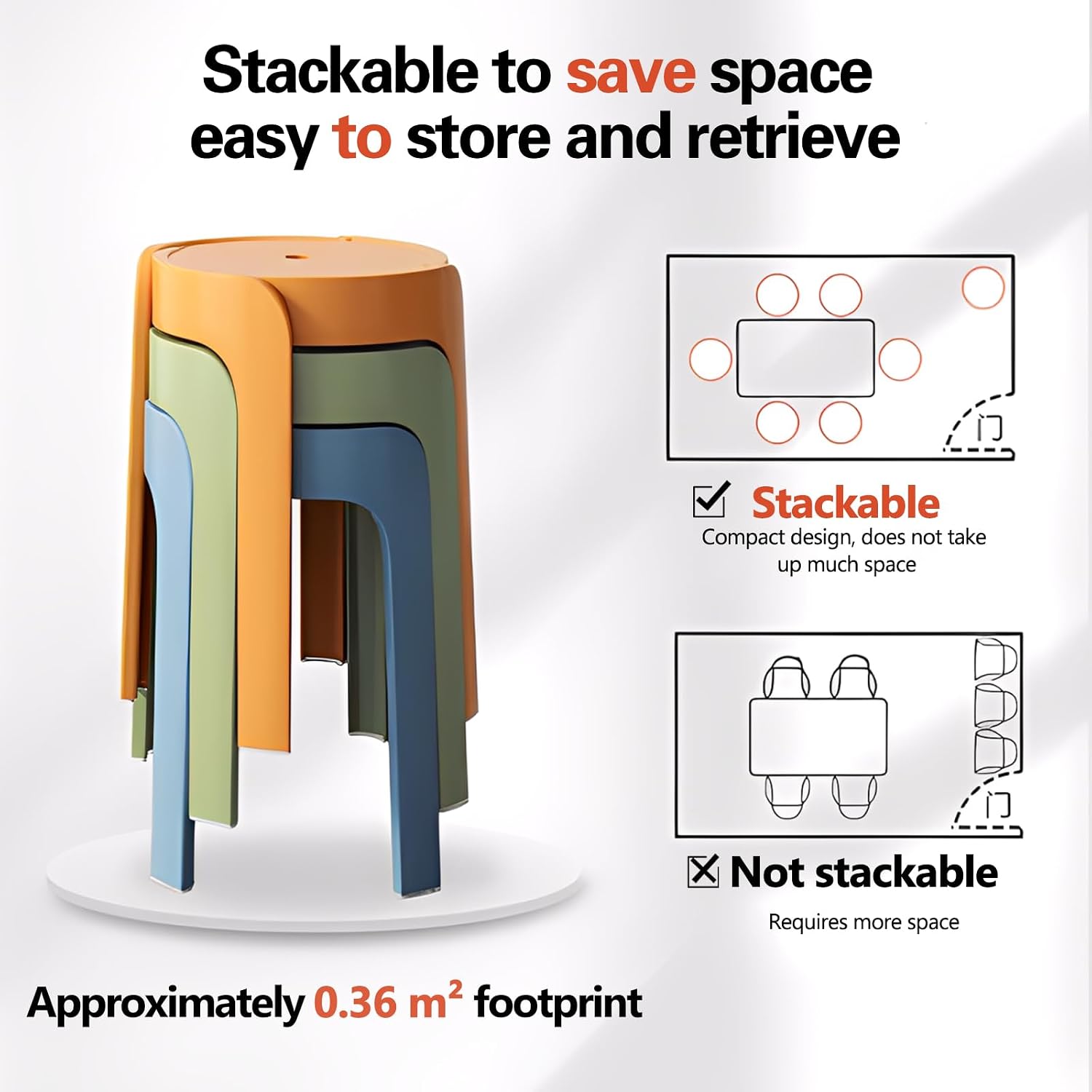 Multicolored Stackable Decorative Plastic Stools