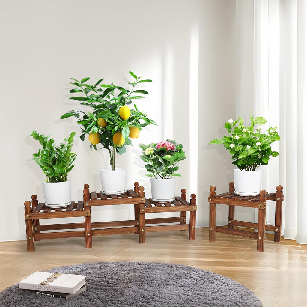 Four Tier Wooden Indoor Outdoor Plant Shelf