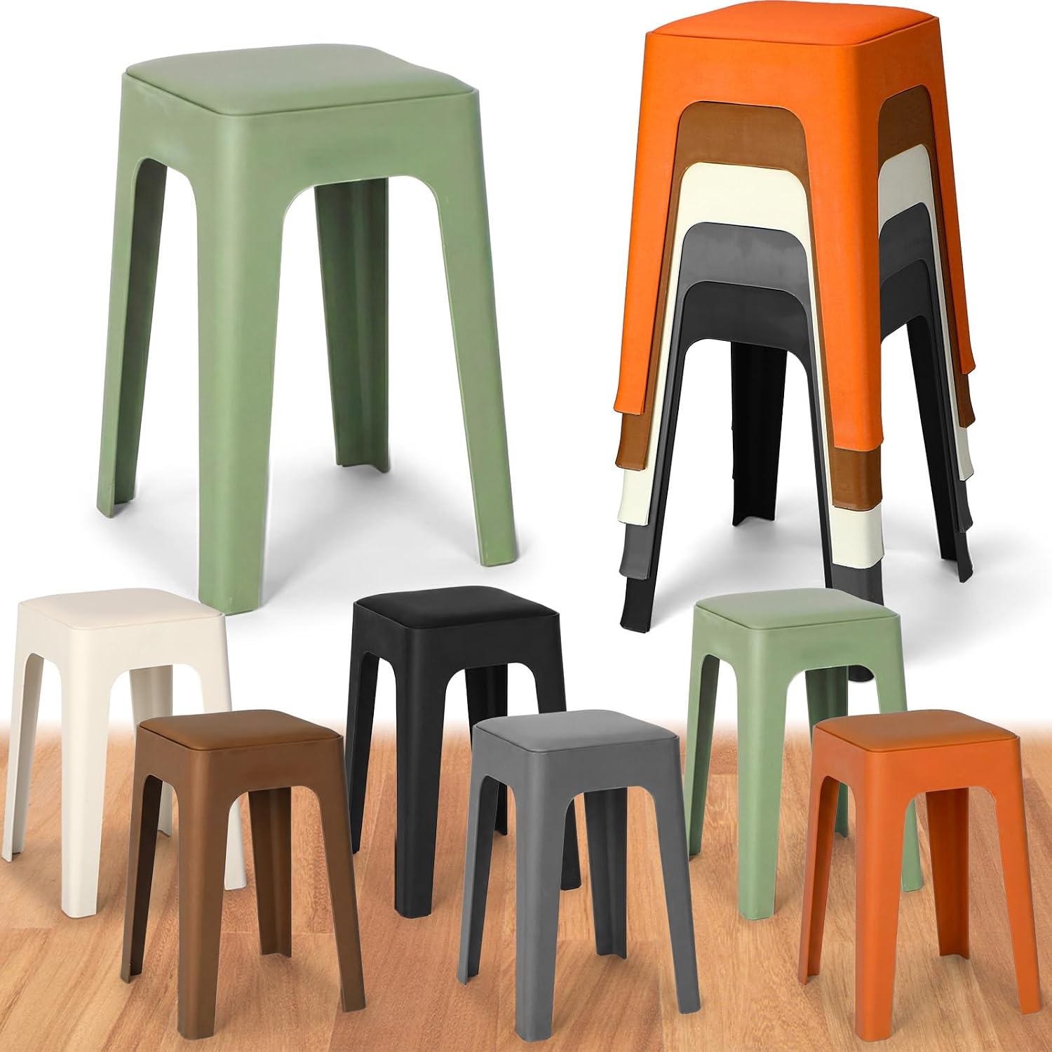 Colorful Stackable Portable Plastic Nesting Stools