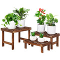 Three Tier Wooden Corner Plant Display Shelf