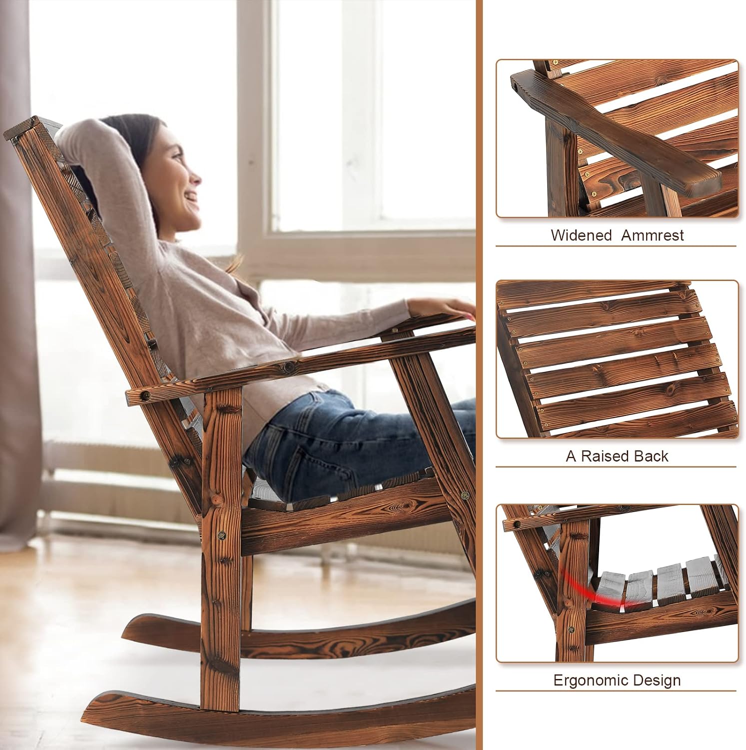 Rustic Wooden Outdoor Rocking Bistro Set
