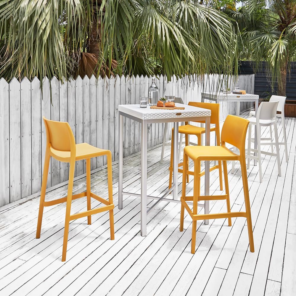 White Stackable Modern Height Bar Stools