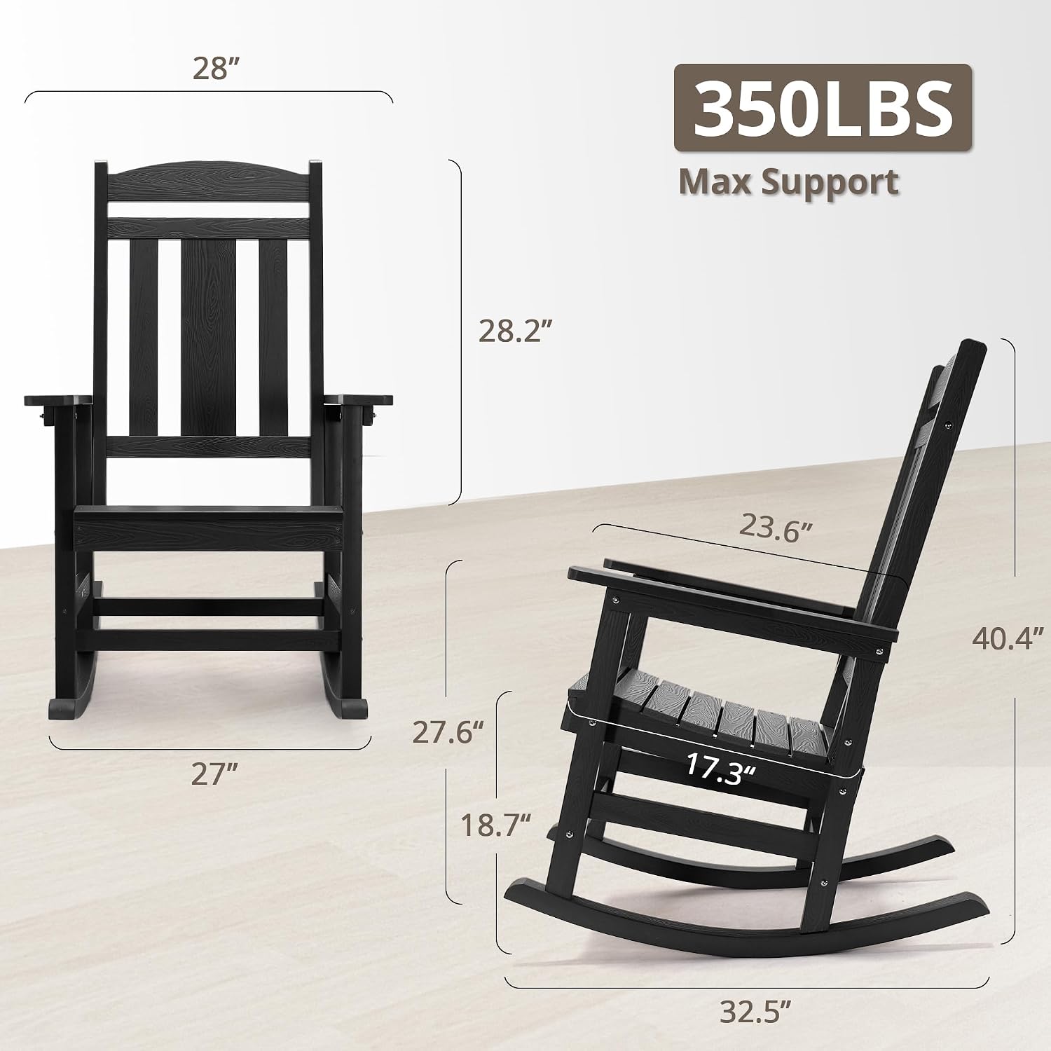 Black Poly Oversized High Back Rocking Chairs