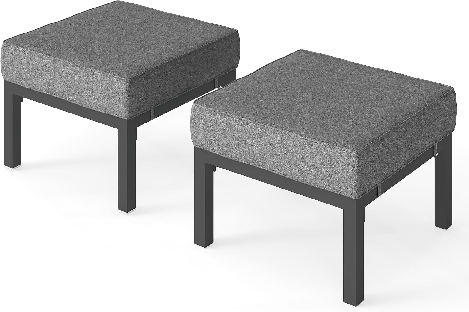 Gray Aluminum Cushioned Patio Outdoor Ottomans