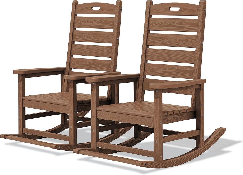 Brown HDPE Oversized Porch Rocking Chairs