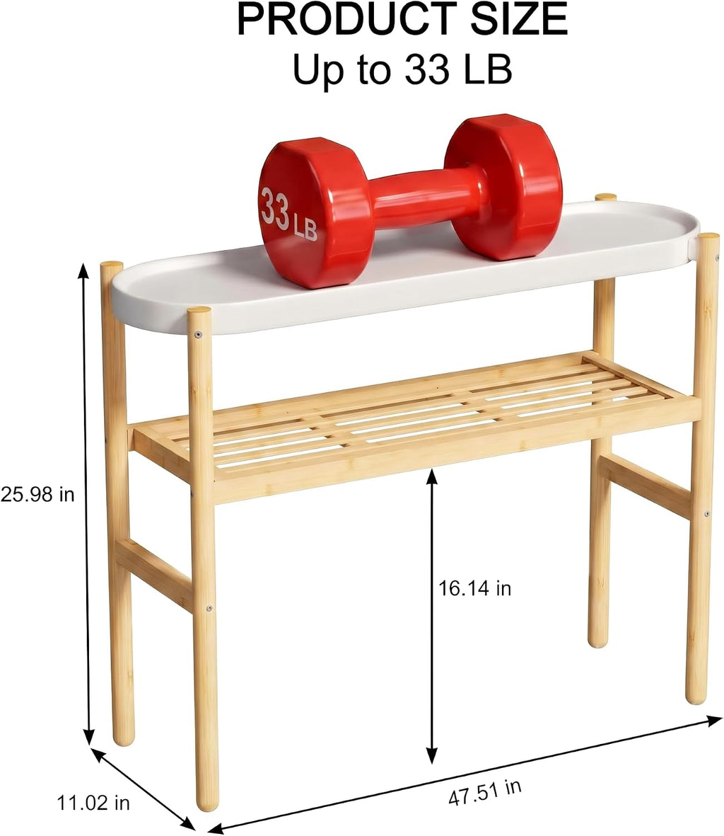 Two Tier Bamboo Steel Top Indoor Plant Shelf