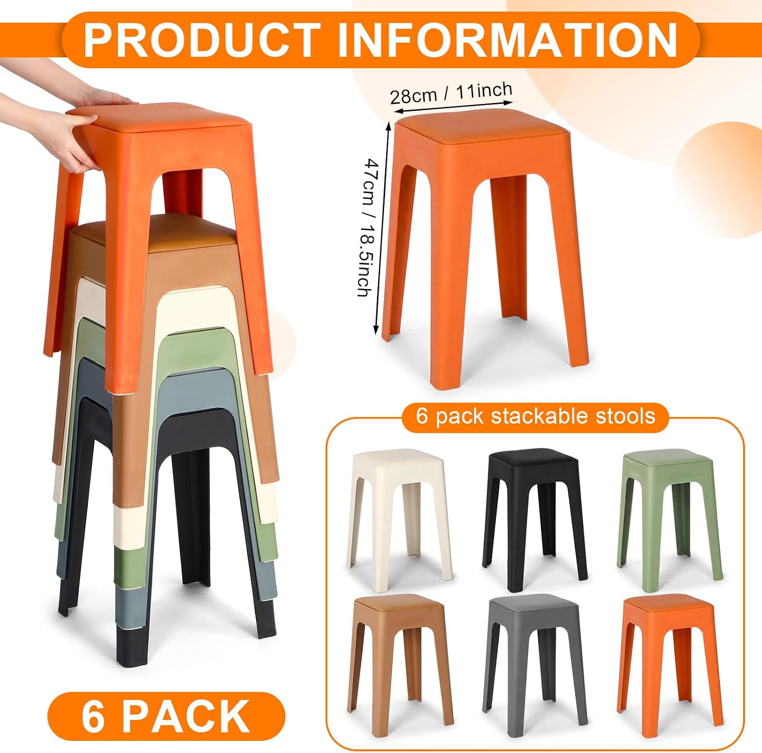 Colorful Stackable Portable Plastic Nesting Stools