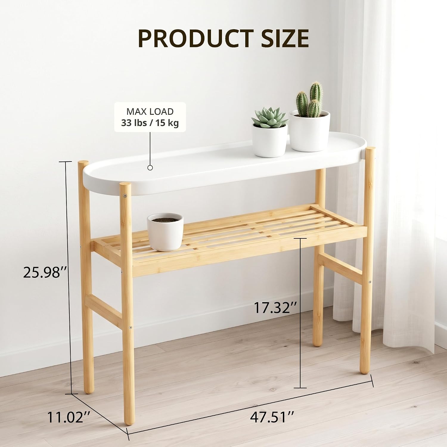 Two Tier Natural Bamboo Indoor Plant Stand