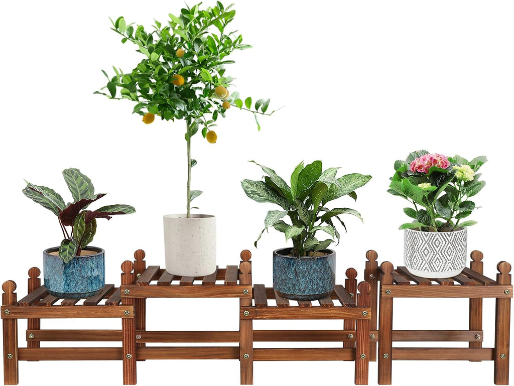 Four Tier Wooden Indoor Outdoor Plant Shelf