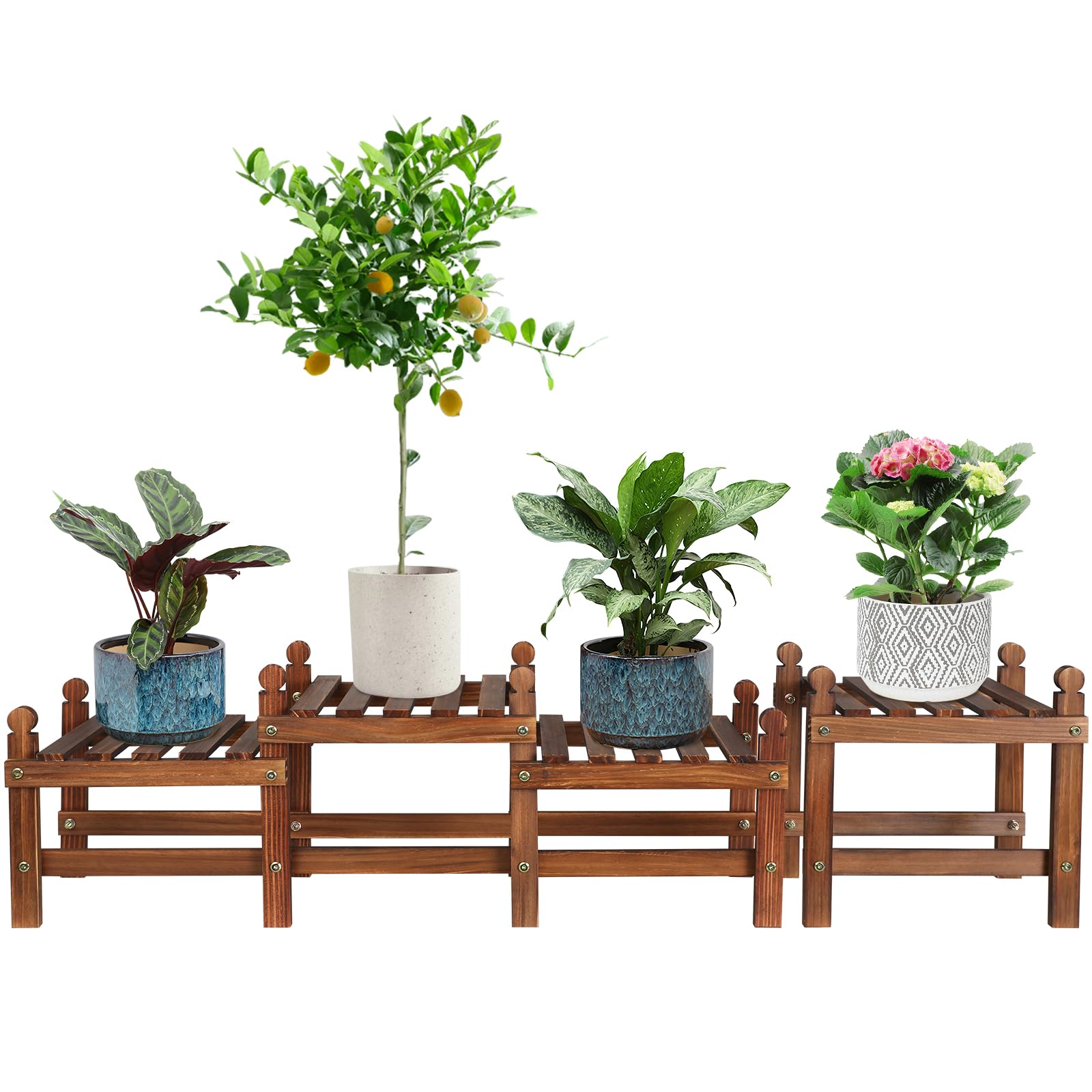 Four Tier Wooden Indoor Outdoor Plant Shelf