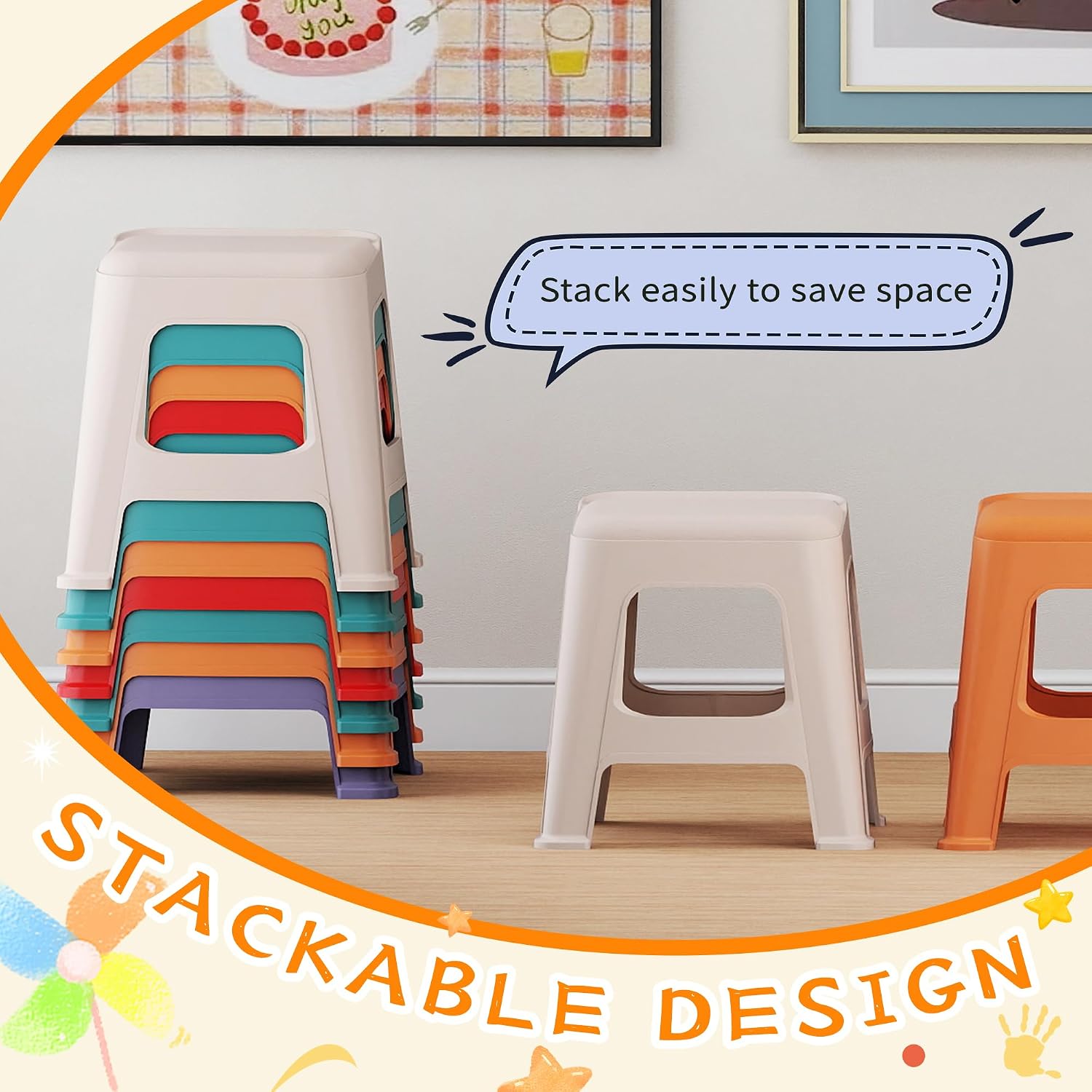 Colorful Nesting Plastic Portable Stackable Stools