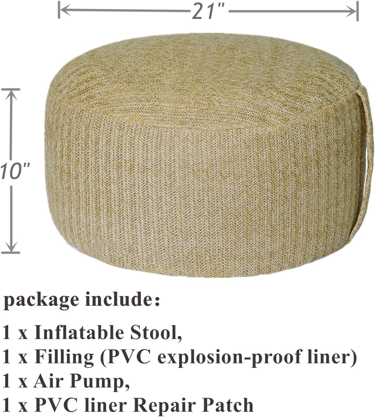 Natural Woven Round Inflatable Portable Ottoman