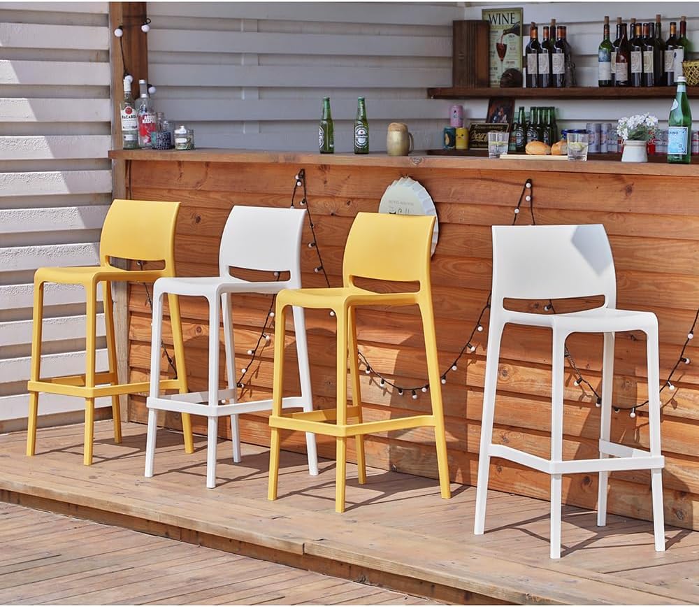 White Stackable Modern Height Bar Stools