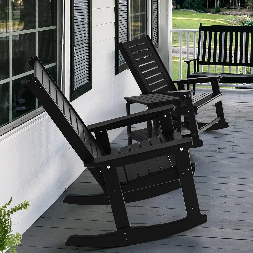 Black HDPE Oversized High Back Rocking Chairs