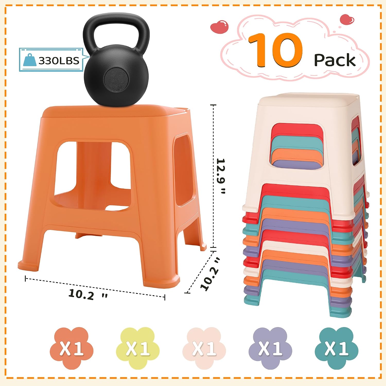 Colorful Nesting Plastic Portable Stackable Stools