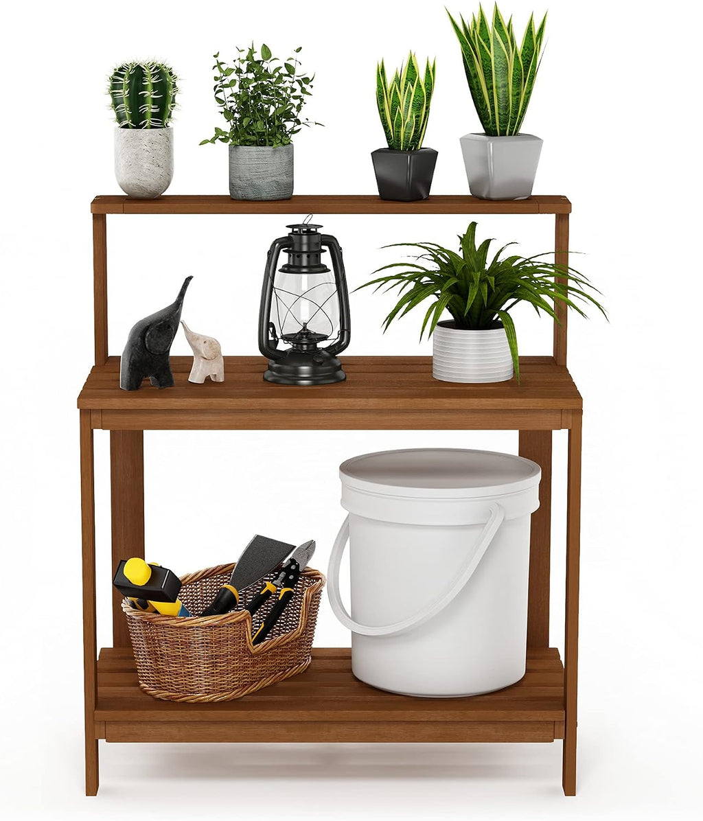 Natural Hardwood Outdoor Potting Work Bench