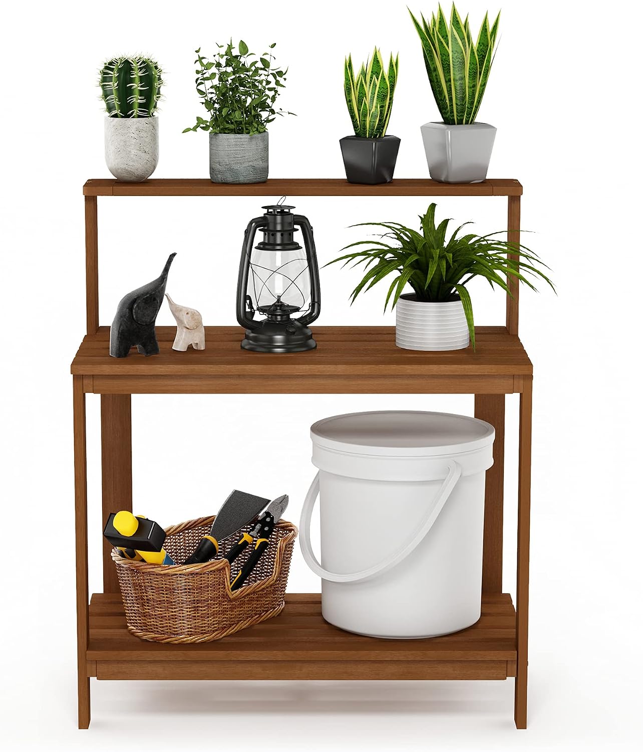 Natural Hardwood Outdoor Potting Work Bench