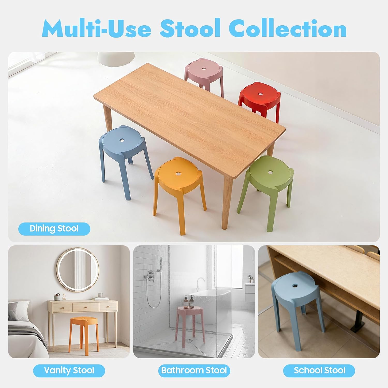Portable Nesting Stackable Plastic Round Stools