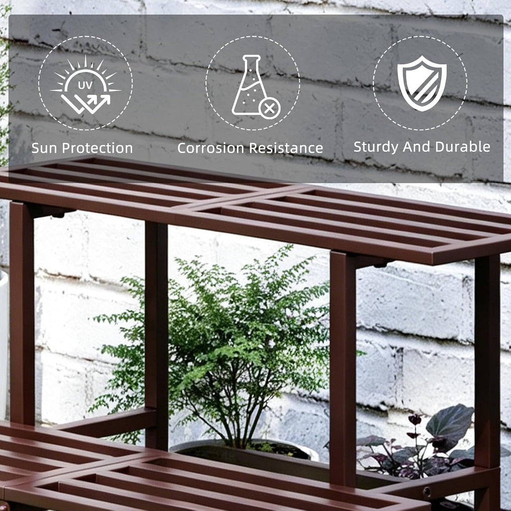 Two Tier Foldable Metal Plant Display Shelf