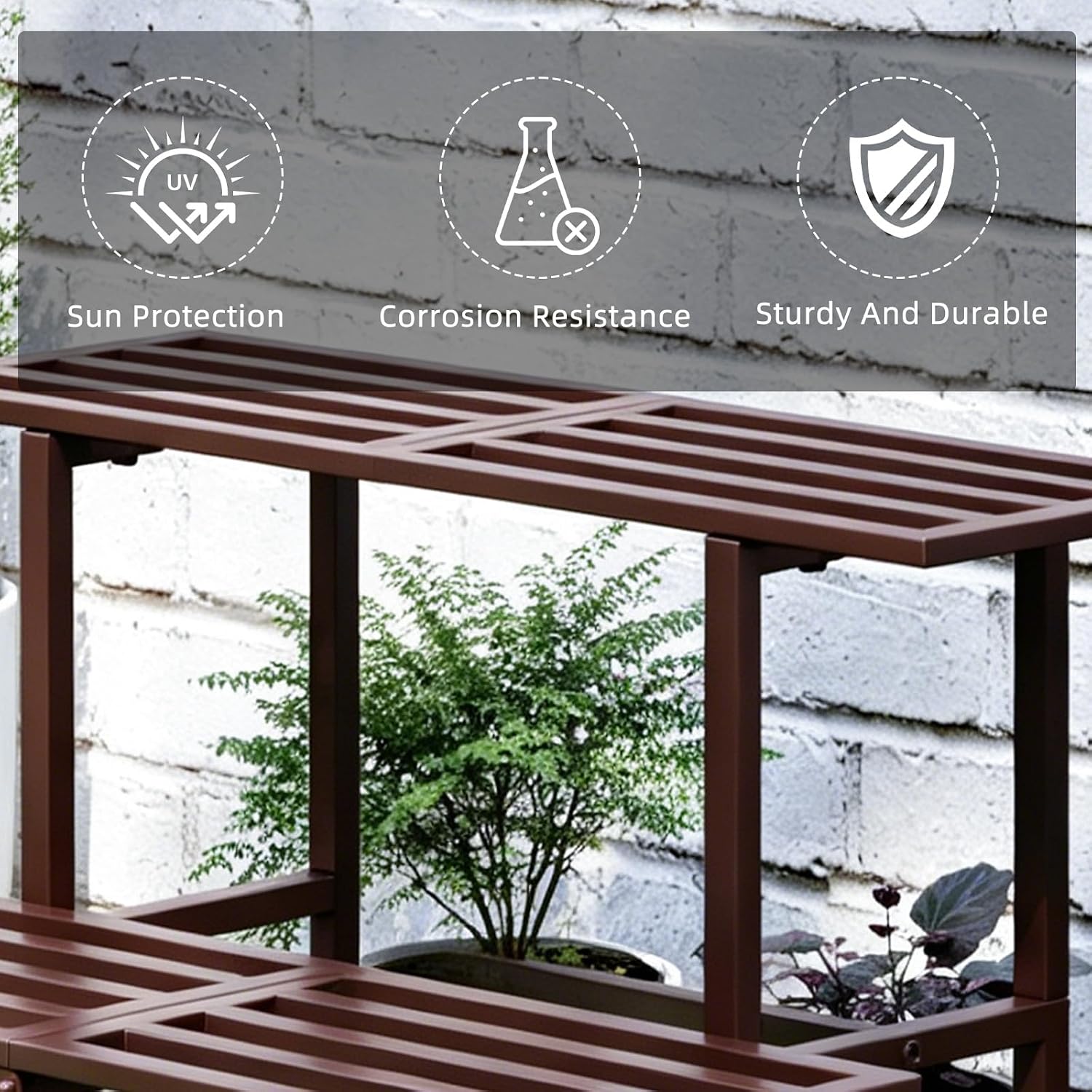 Two Tier Foldable Metal Plant Display Shelf