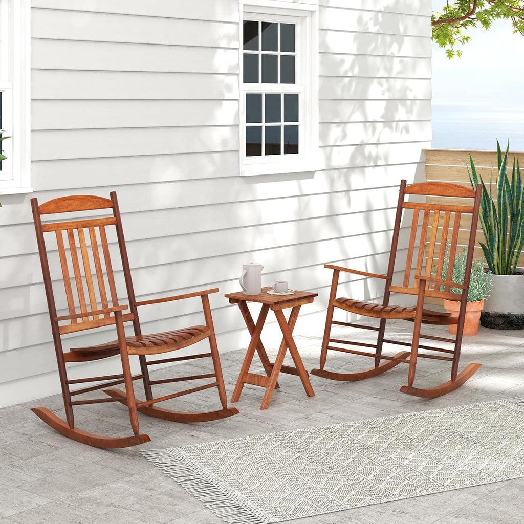 Poplar Wood Rocking Bistro Patio Furniture Set