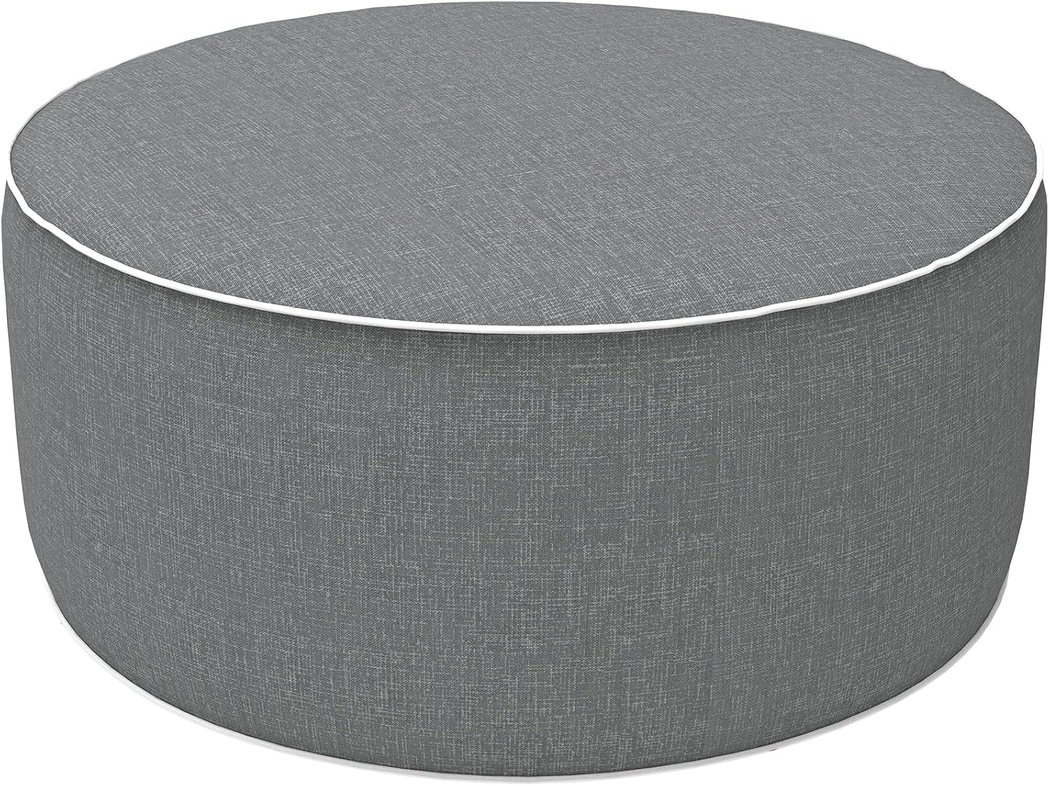 Grey Textured Round Portable Inflatable Ottoman